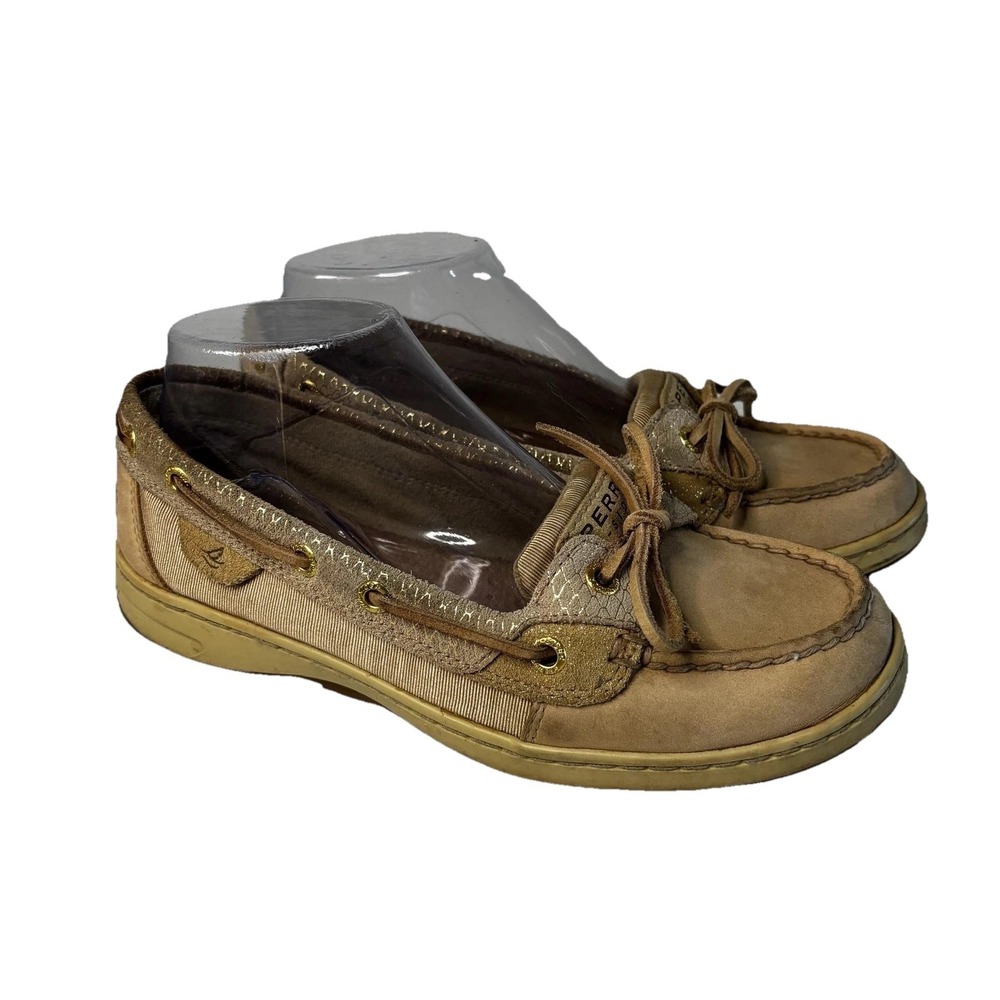Sperry Top-Sider Boat Shoes Womens Size 7 Beige Leather Slip Resistant STS90911